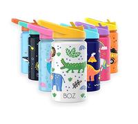 BOZ Kids Water Bottle for School with Straw Lid, Stainless Steel Insulated Water Bottle for Kids, Toddler Water Bottle, Leak Proof Bottle - 414 ml (Safari)