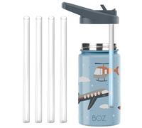 BOZ Thermos Kids Water Bottle Straws Replacement, 4 PCS Reusable Straw Set for Kids Cups, Compatible Thermos Kid Straw Replacement Parts, Fits 14 oz (414 ml)