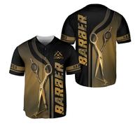 BOZENTIM Barber Shop Baseball Jersey, Hairdresser Barber Shirts Hairstylist Shirt Gift Barbershop Scissors for Him Men Women, Multicolor 1, S