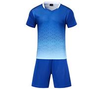 BOZEVON Boys Football Tracksuits - Kids Training Sports Sportswear Soccer Jersey Uniform Suit Summer Short Sleeve Football Pyjamas Clothing Set - T-Shirts & Shorts, Blue/UK XS=Tag S