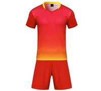 BOZEVON Boys Football Tracksuits - Kids Training Sports Sportswear Soccer Jersey Uniform Suit Summer Short Sleeve Football Pyjamas Clothing Set - T-Shirts & Shorts, Red/UK 3XS=Tag 2XS