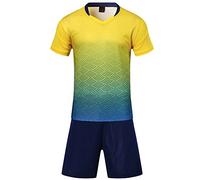 BOZEVON Boys Football Tracksuits - Kids Training Sports Sportswear Soccer Jersey Uniform Suit Summer Short Sleeve Football Pyjamas Clothing Set - T-Shirts & Shorts, Yellow/UK M =Tag L