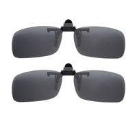 BOZEVON Clip on Sunglasses - Mens/Womens Flip-Up Polarised Sunglasses Night Vision Glasses Fit Over Glasses for Driving and Outdoors, 2 * Grey - Medium