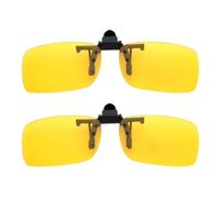 BOZEVON Clip on Sunglasses - Mens/Womens Flip-Up Polarised Sunglasses Night Vision Glasses Fit Over Glasses for Driving and Outdoors, 2 * Yellow - Large