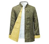 BOZEVON Mens Womens Chinese Tang Suit Tops - Spring Autumn Both Sides Coat Jacket Long Sleeve Martial Arts Kung Fu Shirts Chinese Tang Suit National Costumes, 3XL/Style 04 - Men