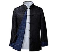 BOZEVON Mens Womens Chinese Tang Suit Tops - Spring Autumn Both Sides Coat Jacket Long Sleeve Martial Arts Kung Fu Shirts Chinese Tang Suit National Costumes, 2XL/Style 07 - Men
