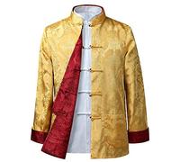 BOZEVON Mens Womens Chinese Tang Suit Tops - Spring Autumn Both Sides Coat Jacket Long Sleeve Martial Arts Kung Fu Shirts Chinese Tang Suit National Costumes, 3XL/Style 01 - Men