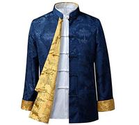 BOZEVON Mens Womens Chinese Tang Suit Tops - Spring Autumn Both Sides Coat Jacket Long Sleeve Martial Arts Kung Fu Shirts Chinese Tang Suit National Costumes, L/Style 05 - Men