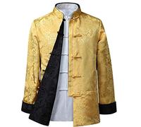 BOZEVON Mens Womens Chinese Tang Suit Tops - Spring Autumn Both Sides Coat Jacket Long Sleeve Martial Arts Kung Fu Shirts Chinese Tang Suit National Costumes, XL/Style 06 - Men