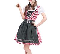 BOZEVON Women's German Beer Maid Uniform Oktoberfest Fancy Dress Ladies Costume Multicoloured