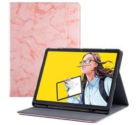 BOZHUORUI Case for Wacom Movinkpad 11 Tablet,with Pen Holder & Pocket/Hand Strap, Multiple Angles Viewing Stand, PU Leather Protective Cover for Wacom Movinkpad 11 (Marble Pink)