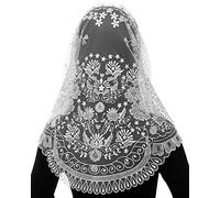 Bozidol Catholic Chapel Mass Veil Religious Prayer Veil Bride Church Lace Head Covering Orthodox First Communion Veil (White)