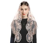 Bozidol Church Mantilla Catholic Veil: Our Lady of Guadalupe Embroidered Lace Chapel Veils Latin Mass Head Coverings for Women