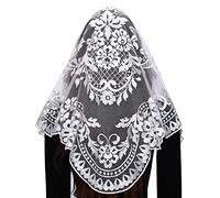 Bozidol Triangle Chapel Veil -Spanish Lace Floral Mantilla Veils Wrap Shawl Mass Head Covering