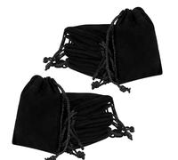 BOZILY 30 Pack Velvet Jewellery Bags with Drawstring - 9x7cm Small Gift Pouches for Jewelry Packaging, Wedding Favors & Party Giveaways, Premium Reusable Velvet Pouch Set, Black