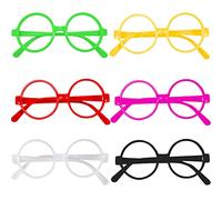BOZILY 6 Pcs Kids Children Plastic Round Novelty Wizard Glasses, No Lenses, Dressup Glasses, Frame for Kids Adult Fancy Dress Costume Cosplay Party