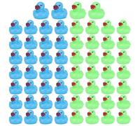 BOZILY 60PCS Glow in The Dark Mini Ducks Bulk - Tiny Rubber Duck Decorations for Car Dashboard, Cruise Ship Hiding & Party Decor (Blue + Green)