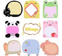 BOZILY 640 Pages 32 Packs 8 Styles Pack Sticky Notes for Party Bags Cartoon Animal Cute Sticky Notes Animal Designs Party Bag Fillers for Kids