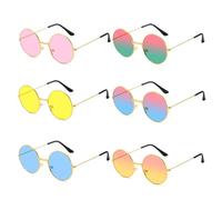 BOZILY 6PCS Round Hippie Retro Sunglasses with Metal Frames - Super Value Set, UV400 Protection & Lightweight for Fancy Dress Parties, Outdoor Activities | Circle Glasses, 70s Style