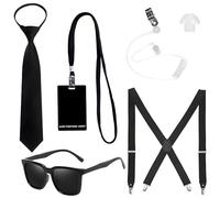 BOZILY 7PCS Set - Premium Quality Materials, Versatile for Parties & Cosplay Events, Perfect Secret Agent Look for Men, Women - Includes Shoulder Strap, Black Sunglasses, Spy ID, Earpiece, Tie