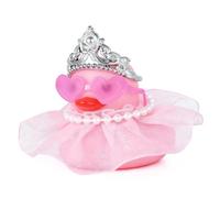 BOZILY Pink Rubber Ducks with Crown, Pearl Necklace & Heart Glasses - Cute Car Dashboard Decorations, DIY Princess Duck Accessories for Car, Office, Home