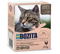 Bozita Appetizers in Jelly Wet Food with Chicken Liver in Tetra Recart 16 x 370 g - Grain-Free - Sustainably Produced Cat Food for Adult Cats - Complete Food