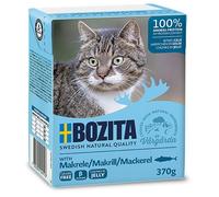 Bozita Appetizers in Jelly Wet Food with Mackerel in Tetra Recart 1 x 370 g - Grain-Free - Sustainably Produced Cat Food for Adult Cats - Complete Food, 370 gm