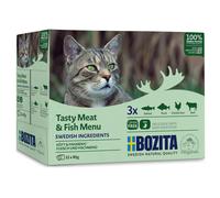 Bozita Chunks in Jelly Pouches Mixed Packs 12 x 85g - Mixed Pack: Fish & Meat Menu (4 varieties)