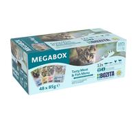 Bozita Chunks in Sauce Pouches 48 x 85g - Tasty Meat & Fish Menu (4 Varieties)