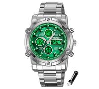 BOZLUN Mens Wrist Watch,Waterproof Military Analog Digital Watches with LED Multi Time Chronograph,Stainless Steel Business Watches for Men