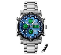 BOZLUN Mens Wrist Watch,Waterproof Military Analog Digital Watches with LED Multi Time Chronograph,Stainless Steel Business Watches for Men