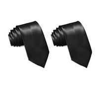 BOZONGO Black Tie for Mens & Womens, 148x8 cm Satin Neck Tie - Perfect for Weddings, Funerals, Christmas, Casual Wear, Skinny Tie Look, Men Costume Accessories (2, Black, Standard)