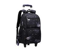 BOZONLI Six-Wheeled Rolling Backpack for Girls and Boys Trolley School Bag for Laptop Books, Black