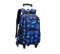 BOZONLI Six-Wheeled Rolling Backpack for Girls and Boys Trolley School Bag for Laptop Books, Blue