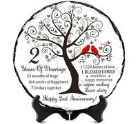 Bozspacer 2nd Cotton Anniversary Slate Plaque - 2 Year Wedding Rock Sign - Traditional Second Marriage Celebration Gift for Husband Wife Couple
