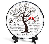 Bozspacer China Anniversary Slate Plate - 20th Anniversary Wedding Gifts for Couples, Husband, Wife or Parents - Elegant Slate Keepsake to Celebrate 20 Years of Marriage