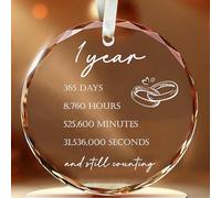 Bozspacer First Wedding Anniversary Ornament Gifts - 1st Wedding Gifts for Couple Wife Husband - One Year Anniversary Ideas for Men Him Her - 1 Year Marriage Glass Ornament Decoration Keepsake