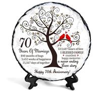 Bozspacer Platinum Couple Slate Plate - 70th Wedding Gifts for Parents & Couples - Unique 70th Anniversary Wedding Gift Ideas - 70 Years of Marriage Decoration, Keepsake, Plaque (Platinum Anniversary)