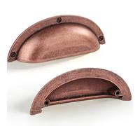 BOZWELL 3 Inch（76mm） Hole Center Antique Copper Heavy Duty Solid Cabinet Cup Pulls,Antique Bronze Kitchen Drawer Handles Cup for Cupboard Hardware Handles 6 Pack BZ2501