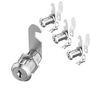 BOZXYE 3 Pack Cabinet Lock with Key, 1-1/8" Cam Locks Keyed Alike, Rv Locks for Storage Door Secure Files Drawers Mailbox Toolbox Camper Door, Zinc Alloy