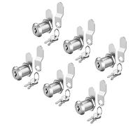 BOZXYE 6 Pack Mailbox Lock Cam Locks Keyed Alike, 1" Cabinet Lock with Key, Secure File Cabinet Drawer, Mailbox Lock Replacement for Storage Door Tool Box, Zinc Alloy, Silver Metal