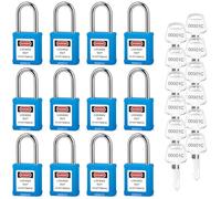 BOZZYS Lockout Tagout Locks 12-Pack｜OSHA Blue Loto Locks Keyed Alike｜12 Same Keys/Set for Industrial Machinery & Electrical Panels｜Chrome Steel & Laser Coding