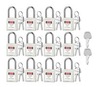 BOZZYS Lockout Tagout Locks with 2 Master Keys｜12-Pack White OSHA Loto Lock｜Keyed Different & Laser Coding｜Lock Out Padlock Kits for Machinery & Electrical Panels