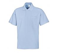 BP 1612-181-11-2XL, Unisex polo shirt, 1/2 sleeve, polo collar with button facing, 70 cm 220,00 g/m², fabric blend light blue, 2XL