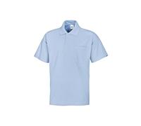 BP 1612-181-11-M, Unisex polo shirt, 1/2 sleeve, polo collar with button facing, 70 cm 220,00 g/m², fabric blend light blue, M