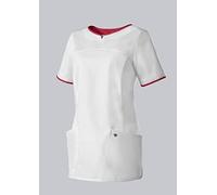 BP 1700-485-2188 Women's Scrub Tunic, Modern Fit, 50% Cotton/50% Polyester, White/Coral, Size Ln