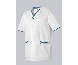 BP 1703-485-2106 His and Hers Tunic Regular Fit, 50% Cotton/50% Polyester, White/Azure, Size 2XLn