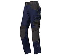 BP 1825-032-1432-39/40s Fabric Blend with Stretch Work Trousers for Men, High Waist at Back, 65% Polyester/35% Cotton, Night Blue/Black, 39/40S Size