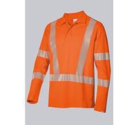 BP 2133-261-85-2XL Fabric Mix Long Sleeve Unisex Polo Shirt Polo Collar with Concealed Press Stud Strap 50% Cotton 50% Polyester Warning Orange 2XL Size