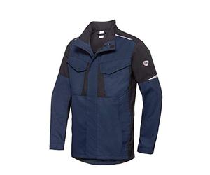 BP 2408-581-1432-48/50l Men's Work Jacket, Stand-Up Collar, Concealed Zip, 0.35 Aramid/30% Modacrylic/25% Cotton/9% Polyamide/1% Other Fibres, Midnight Blue/Black, 48/50L